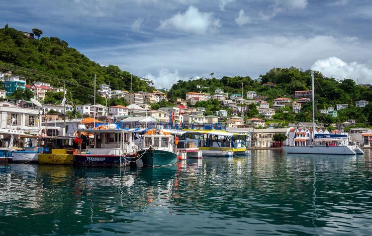 A view of a harbor in the Caribbean
